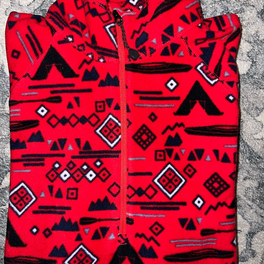 Eddie Bauer Red and Black Patterned Fleece